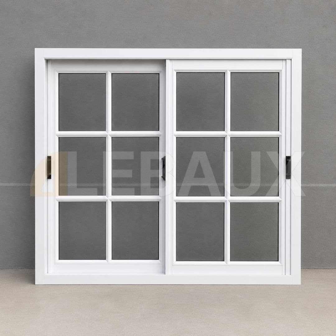 Ventana corrediza vidrios repartidos